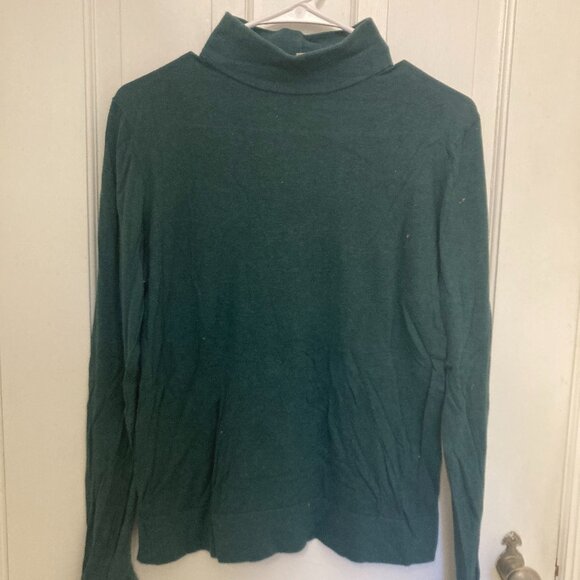 Stretchy Soft Joan Vass Emerald Green Turtleneck Sweater - Picture 1 of 6